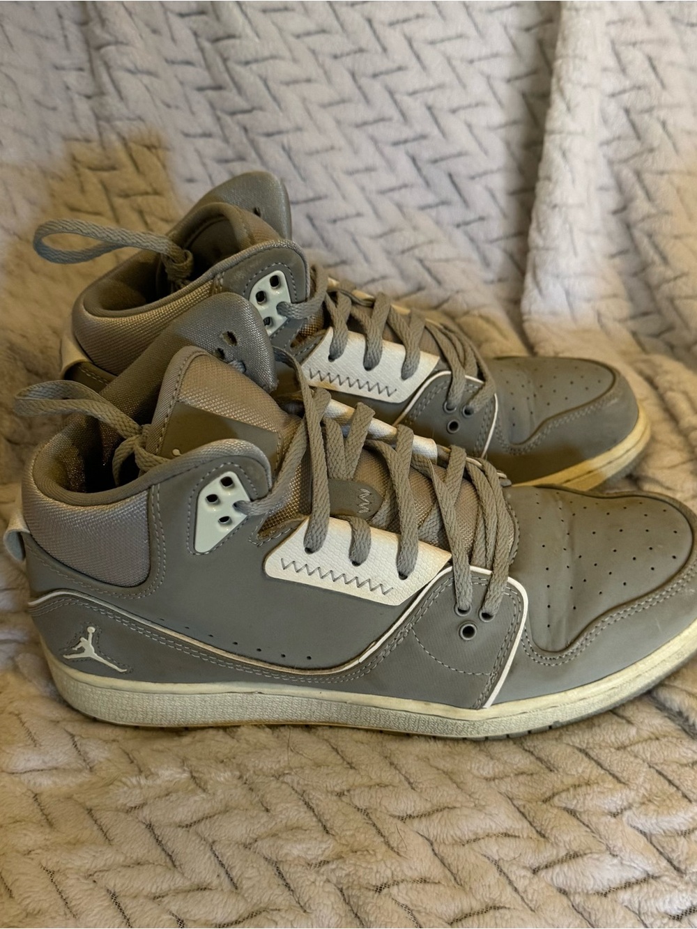 Nike Kids Gray and White High-Top Sneakers